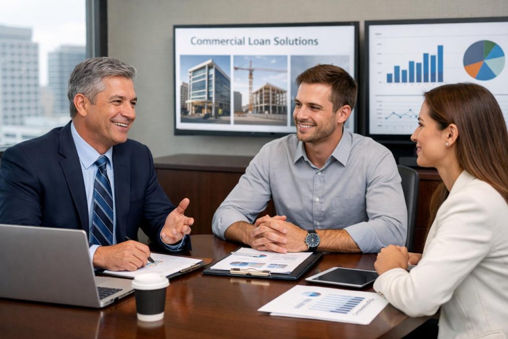 Business owner discussing commercial real estate financing in Texarkana