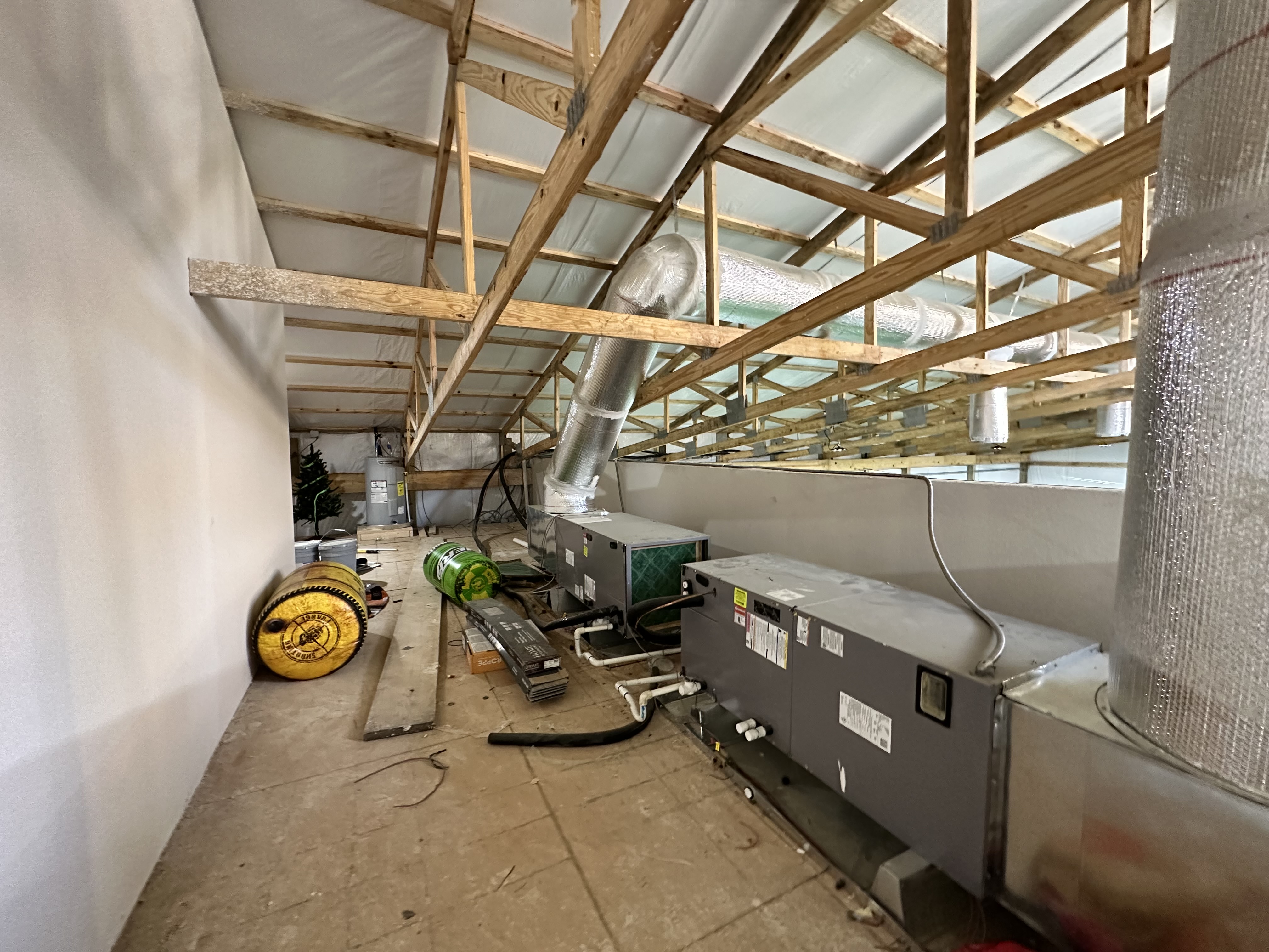 Upstairs lofted storage space. Easy access to the a/c units. 