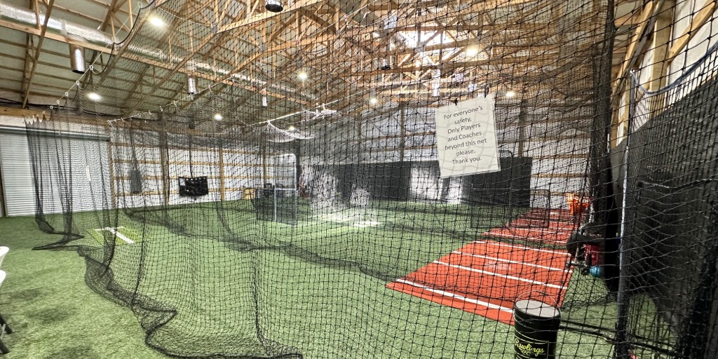 Climate Controlled Area Being Used as a Batting Cage | One 10x10 Rollup Door and Skylighting